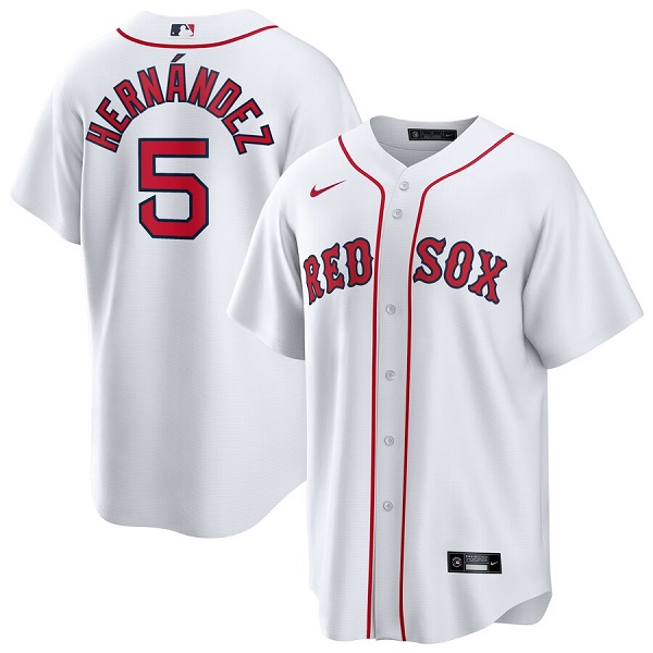 Men's Boston Red Sox #5 Enrique Hernandez White Cool Base Stitched Baseball Jersey